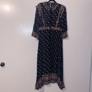 Free People Black Floral Midi Dress